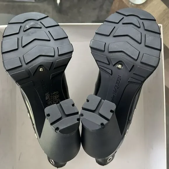 Alexander McQueen Tread Grommet Embellished Boots Black, New, Size 41 - Picture 12 of 16